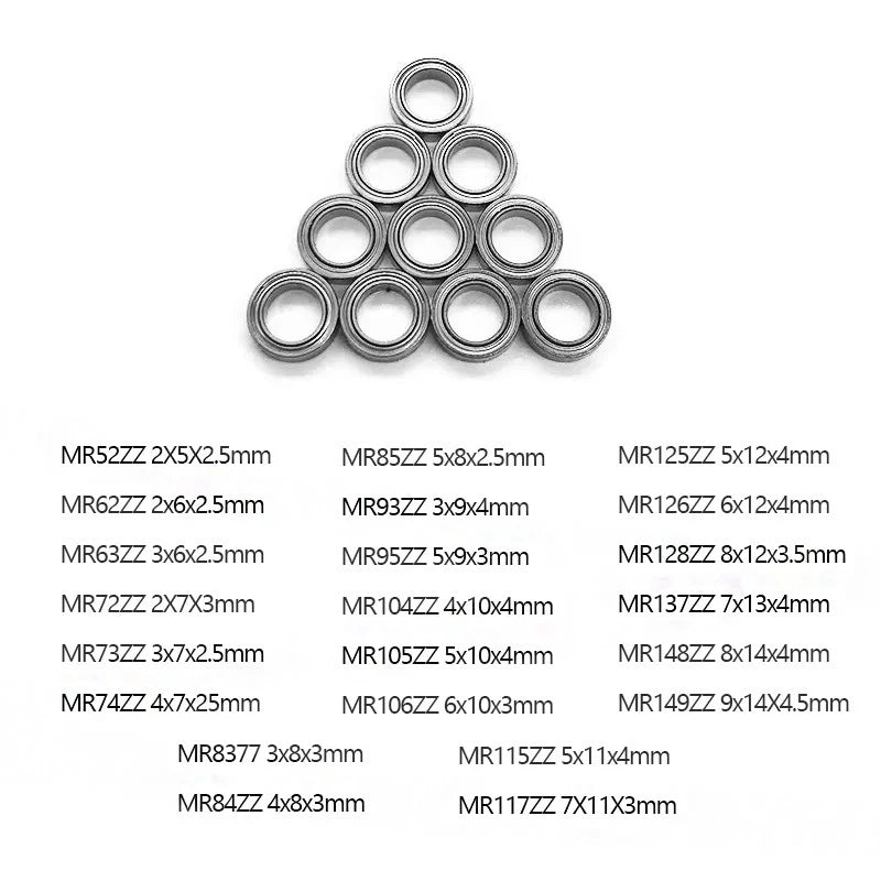 MR52zz- MR149zz Mini Metal Double Shielded Small Ball Bearings Miniature Model