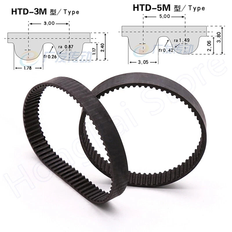 HTD3M HTD5M Rubber Timing Belt Closed Loop Power Transmission Belt 10mm 15mm Wide