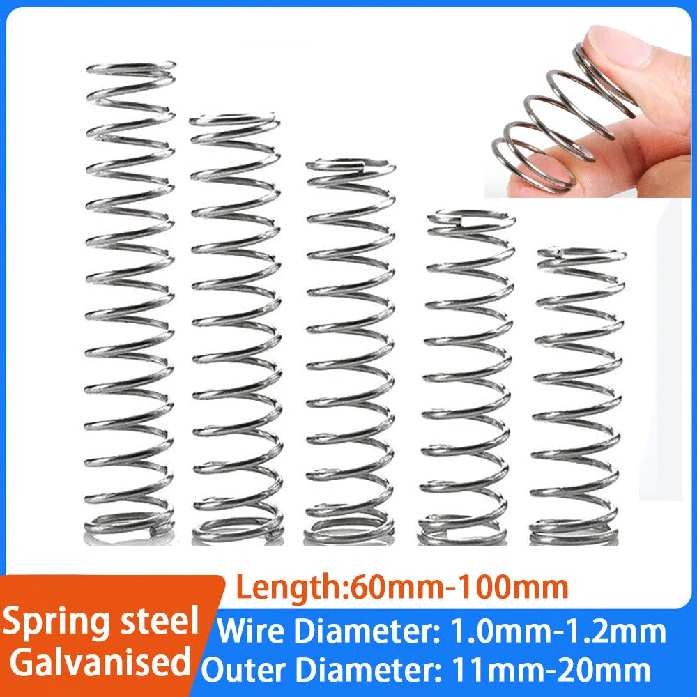 Compression Spring 1.0-1.2mm Wire Diameter 10mm-100mm Length Small Springs Steel