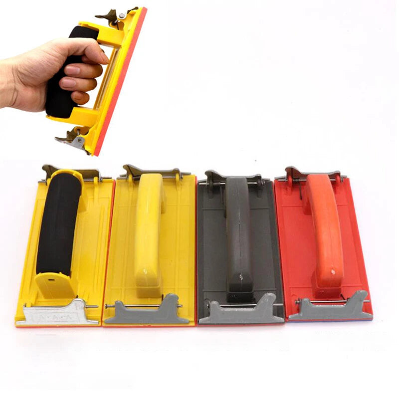 Hand Sandpaper Holder Clamp Block with Sponge Handle — 9cm x 18.5cm Sanding Pad for Wood Metal Drywall