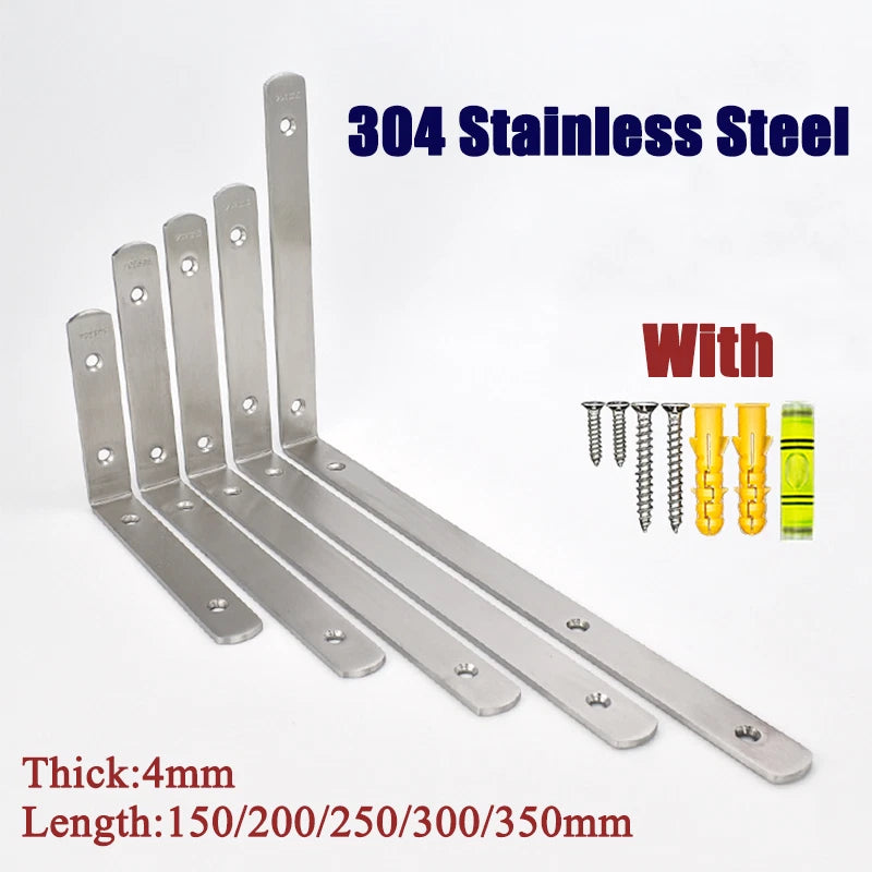 304 Stainless Steel Triangle Shelf Bracket Wall-Mounted for Bookshelf Storage