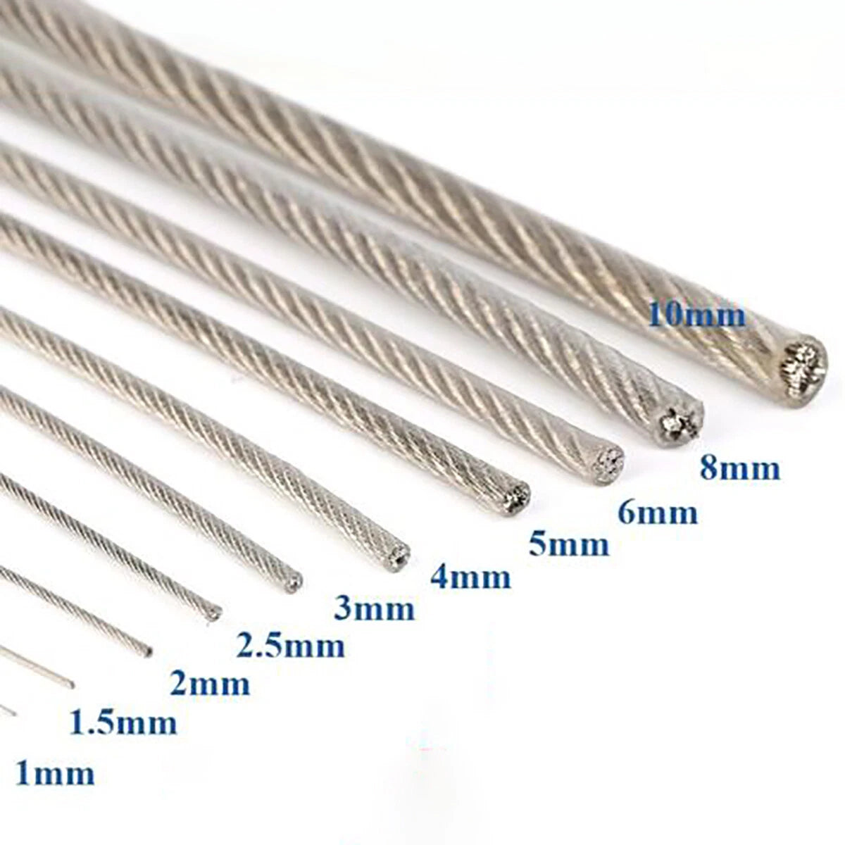 Steel Wire Rope Metal Cable Rigging 7*7 & 7*19 PVC Plastic Coated Dia 0.6mm-12mm