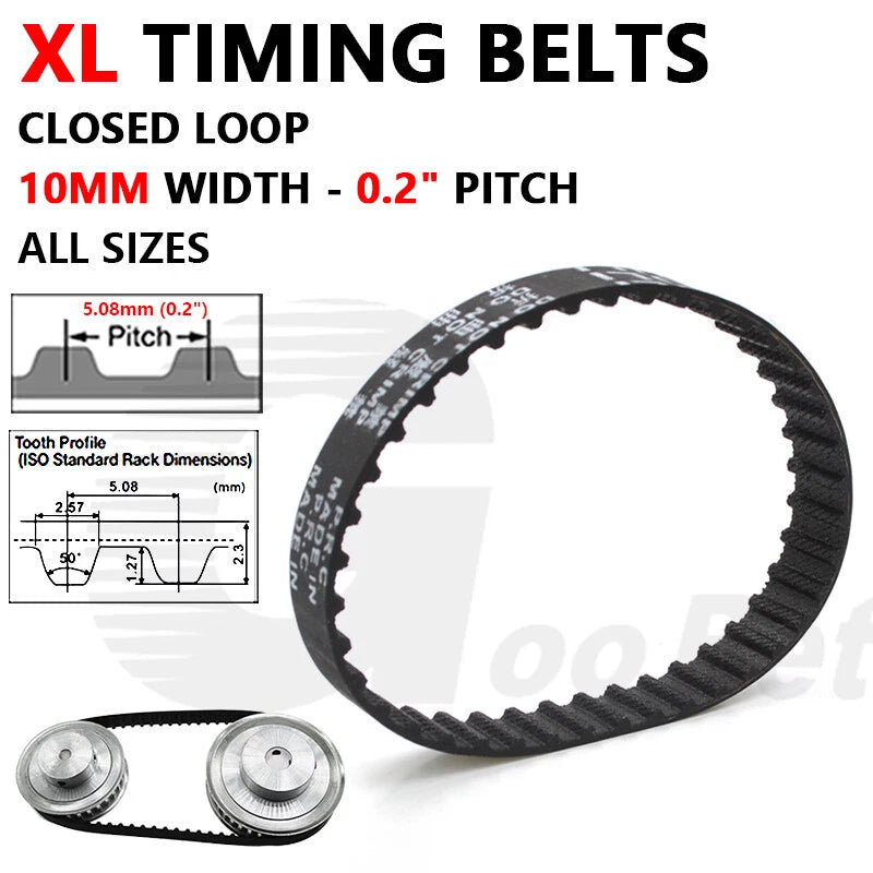XL Timing Belt — 0.2" Pitch, 10mm Width, Closed Loop | 80XL–310XL