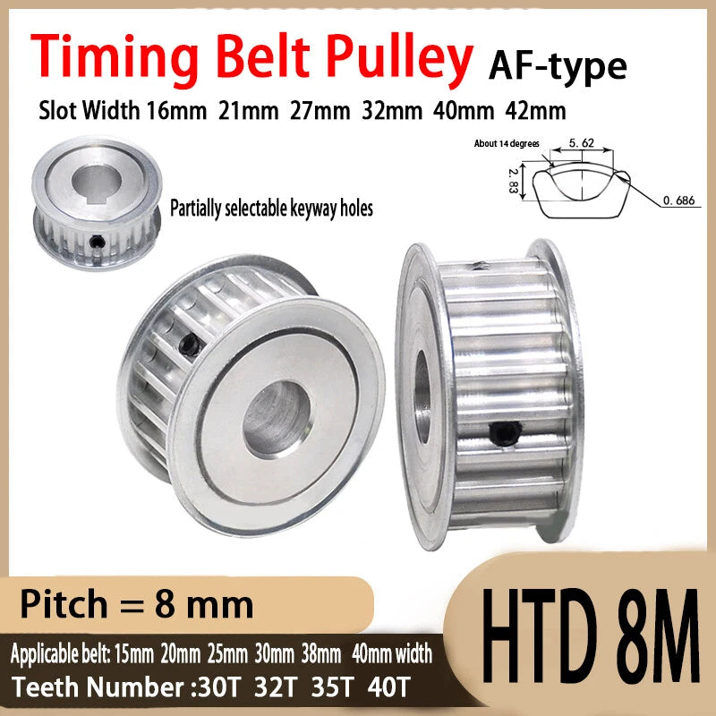 HTD 8M Timing Belt Pulley for 15-40mm Wide, Bore 8-30mm, 30-40T, CNC 3D Printer