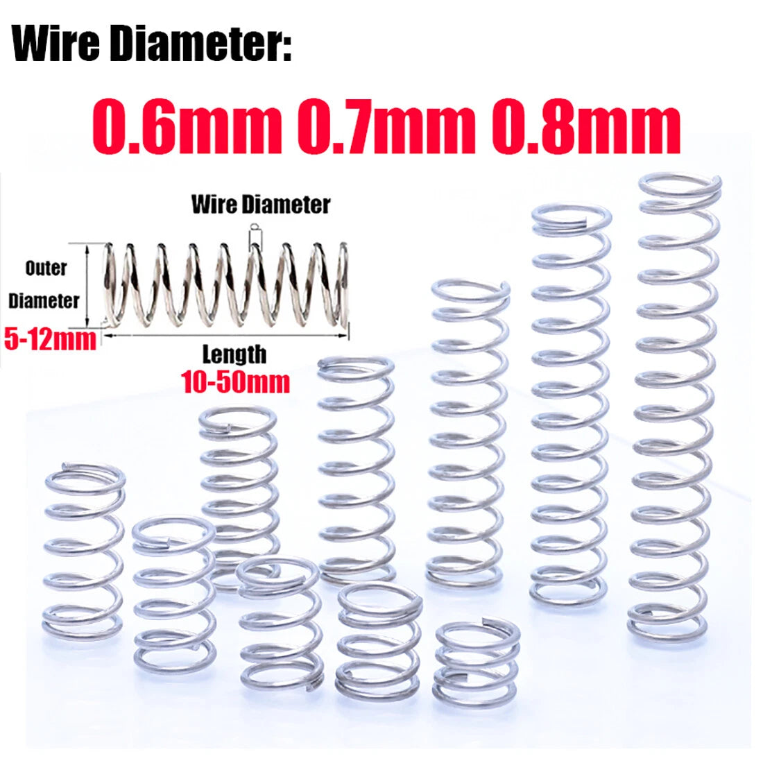304 Stainles Steel Compression Spring 0.6mm 0.7mm 0.8mm Pressure Small Spring