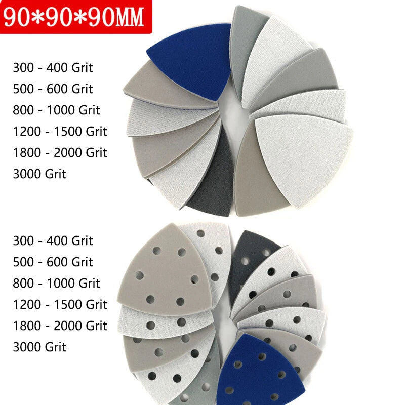 Wet Dry Sponge Mouse Sanding Sheets Discs 90mm 300-3000 Grit Hook Loop Sandpaper