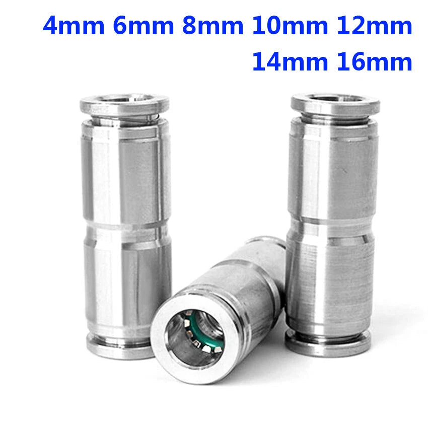 Stainless Steel Straight Push-in Pneumatic Fittings | 4mm to 16mm