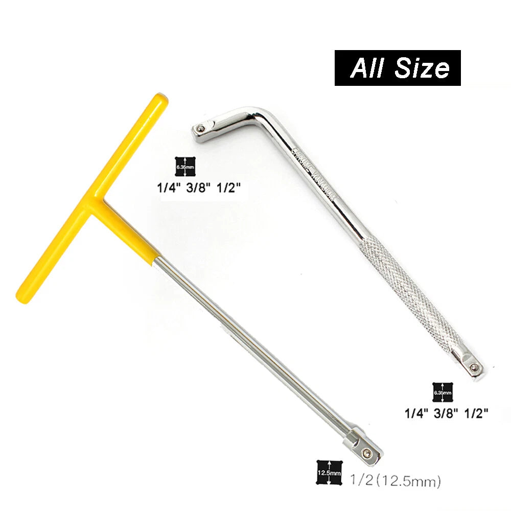L-Bar T-Type Wrench Spanner Socket 1/4" 3/8" 1/2" Drive 150mm-350mm Long Wrench
