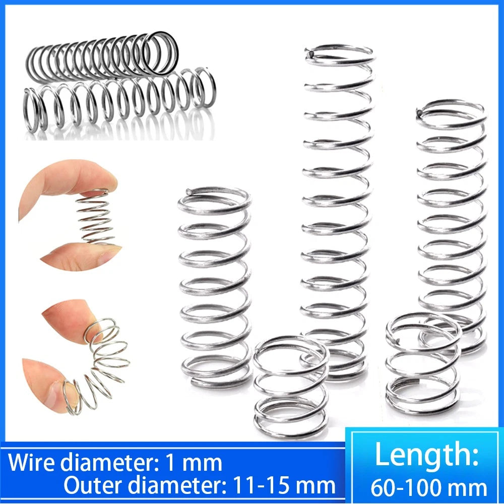 Wire Dia 1 mm OD 11mm - 15mm Small Springs Compression Spring Steel All lengths