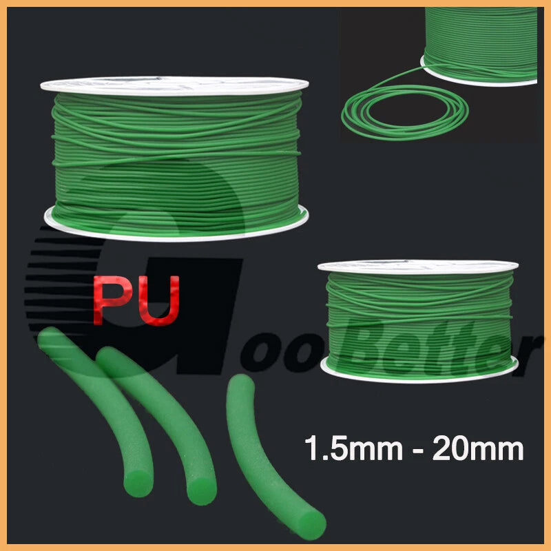 Polyurethane Round Drive Belt | PU Urethane Round Belt Ø1.5–18mm Rough Surface Green
