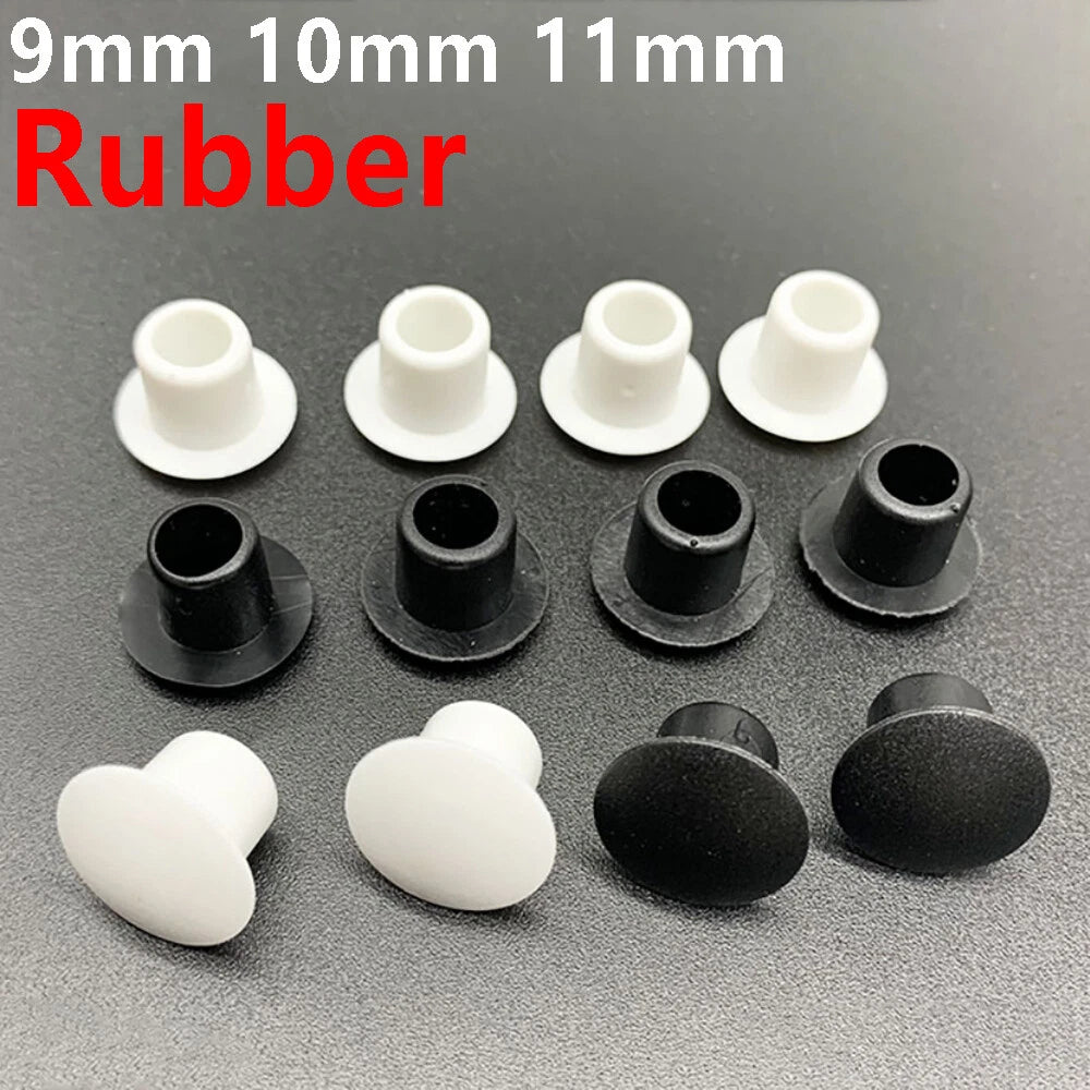 Round Hole Plugs – Rubber Button Screw Caps & Blanking Seals (9mm, 10mm, 11mm) Black/White