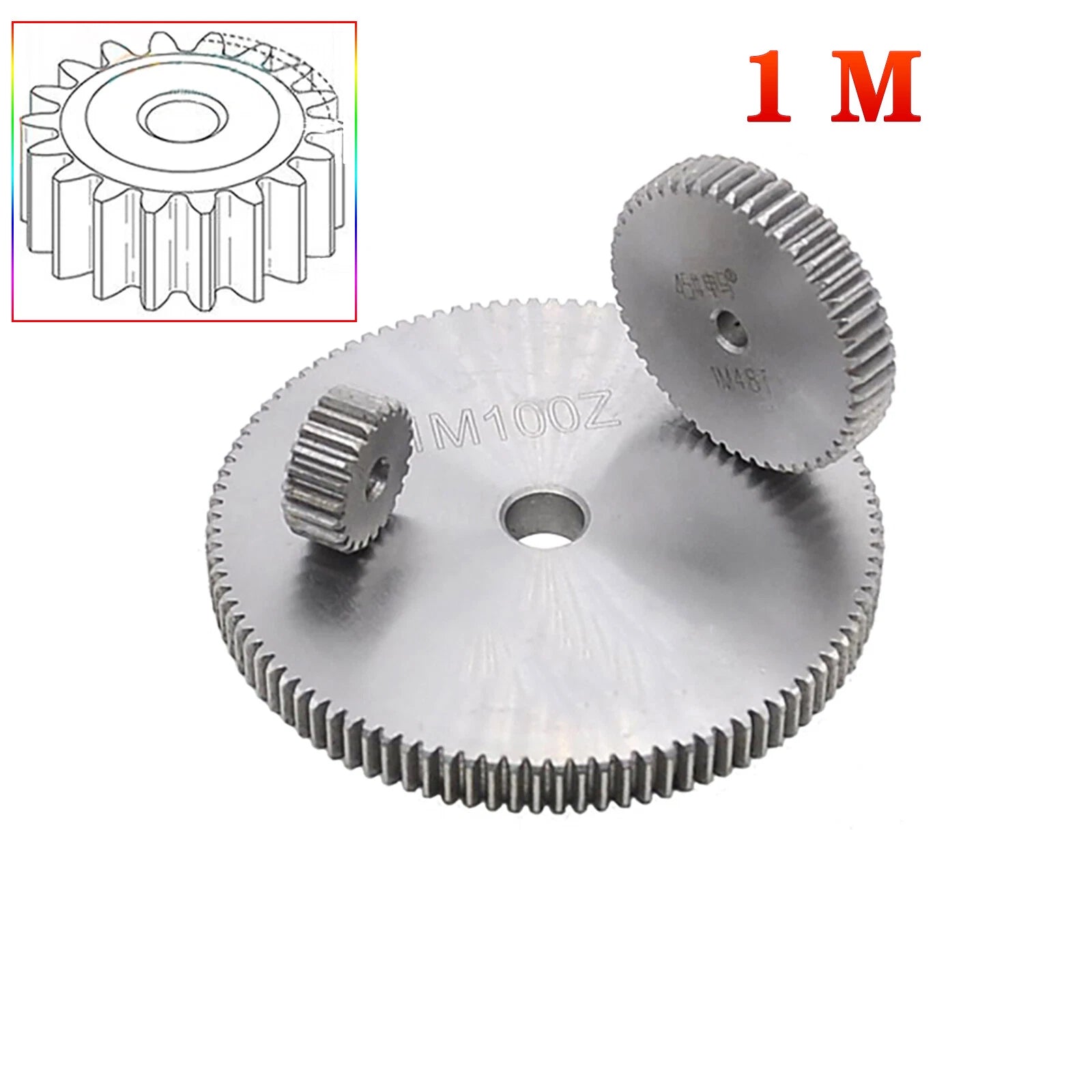 Module 1.0 Spur Gear Pinion Gears #45 Steel 12T to 140T Metal Spur Transmission