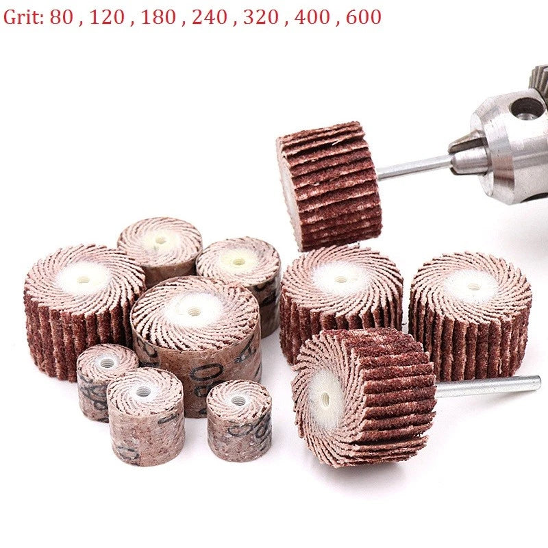 15mm Sanding Flap Wheel Discs 80-600 Grit with 3mm Mandrel – Dremel Rotary Tool Accessory
