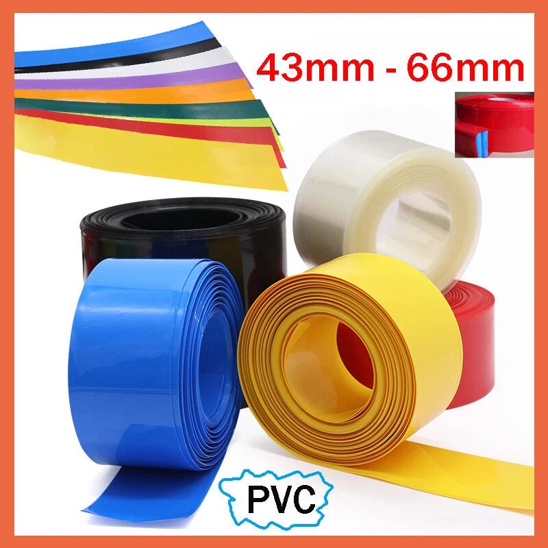 Heat Shrink PVC Battery Wrap Sleeves — 43mm to 66mm, 15 Colors - HomeDIYer