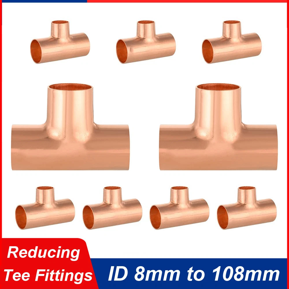 End Feed Reducing Tee Copper Pipe Fittings — WRAS Approved | 8mm to 108mm