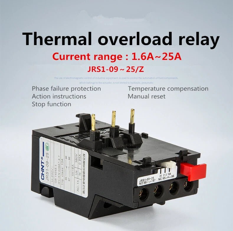 Thermal overload relay JRS1 - 09~25/Z temperature compensation 25A - HomeDIYer