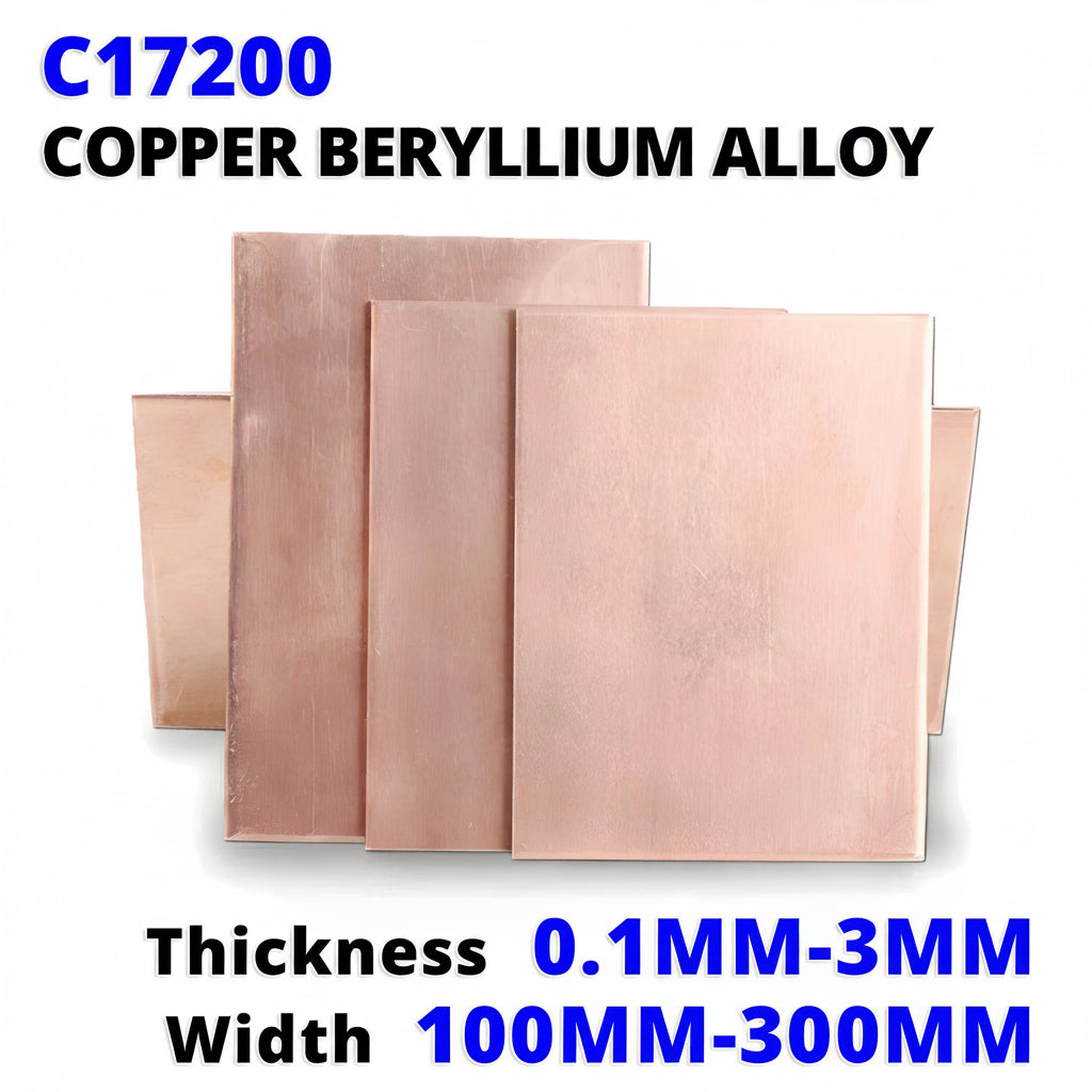 Copper Beryllium Alloy C17200 Sheet Plate 0.1mm-3mm Thick, 100mm-300mm Width