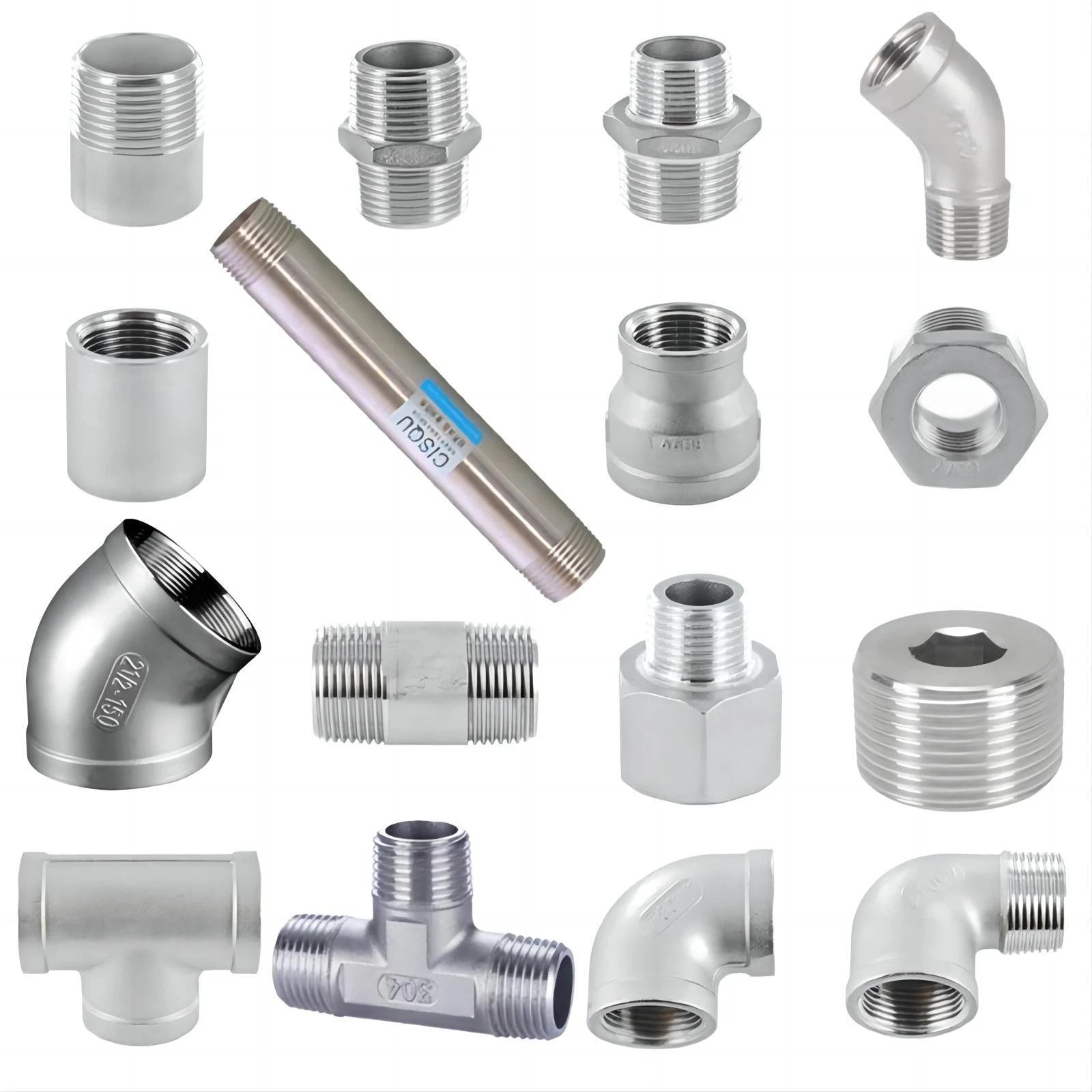 Stainless Steel BSP Pipe Fittings — Plug, Nipple, Elbow, T-Piece & More (1/8" to 4")