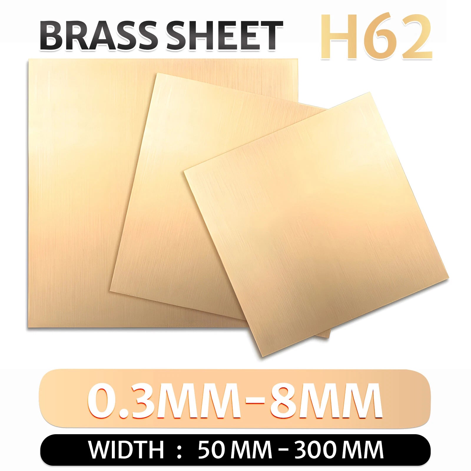 H62 Brass Sheet Plate Guillotine Offcuts, Various Multiple Sizes 0.3mm-8mm Thick