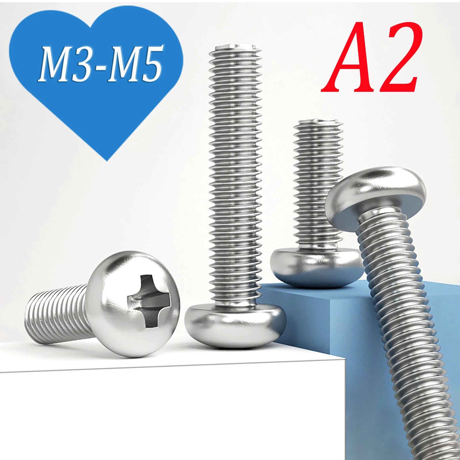 M3 M3.5 M4 M5 A2 Stainless Steel Pozi Pan Head Machine Screws DIN 7985
