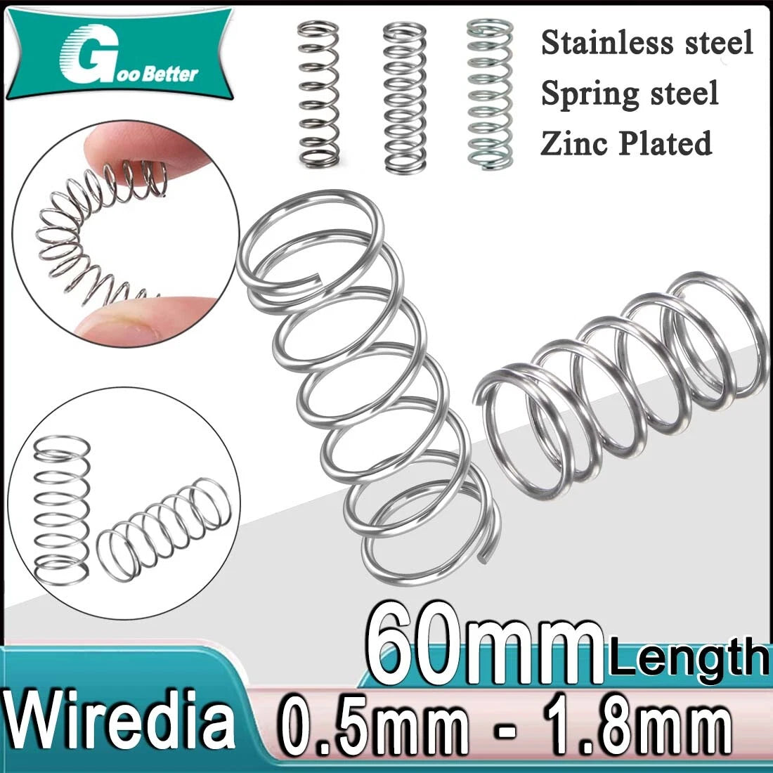 60mm Long Compression Spring 3mm - 30mm Diameter,Pressure- coiled springs