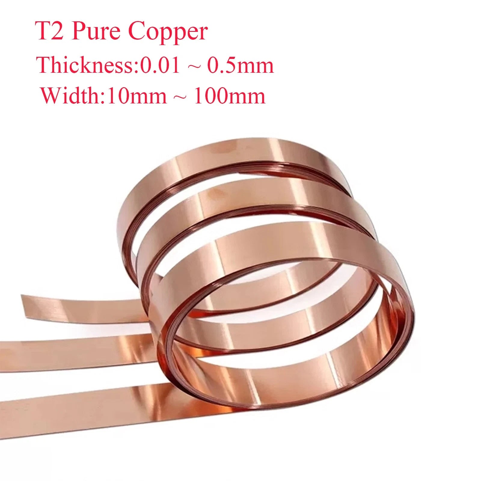 99.9% Flexible Pure Copper Cu Metal Sheet Roll Foil Plate Strip 0.01~0.5mm Thick