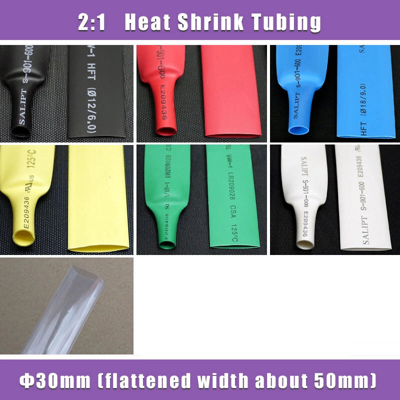 30mm Heat Shrink Tubing 2:1 Ratio – Electrical Cable Insulation Sleeve