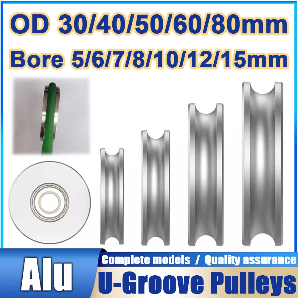 OD 30-80mm Aluminum U Groove Slide Gate, Pulley Wheels PU Round Belt 6/8mm Width