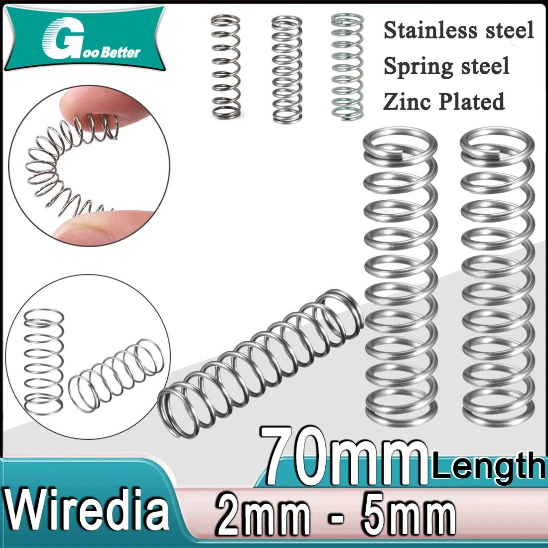 Spring steel compression springs with diameter of 12-80mm and a length of 70mm.