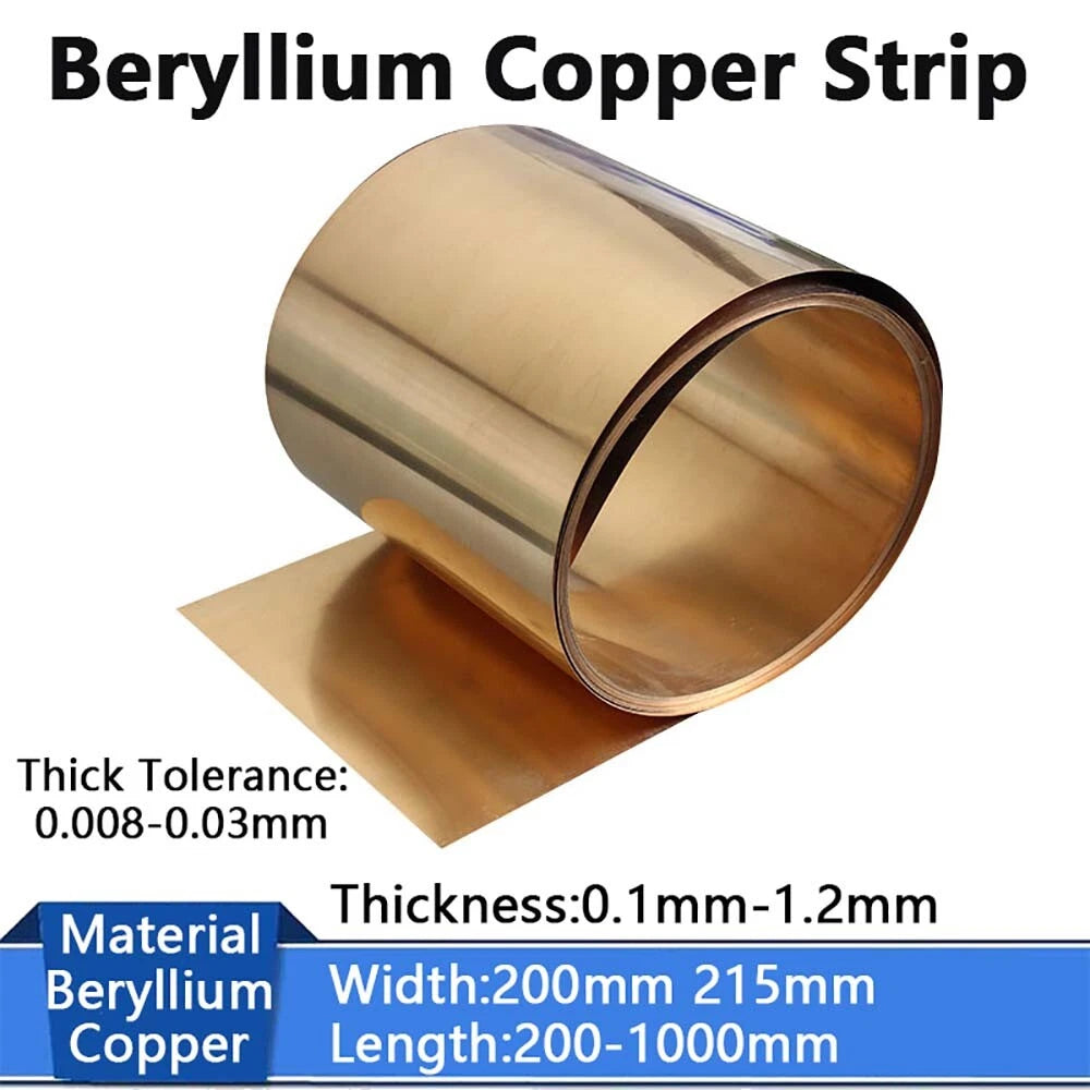 Beryllium Copper Sheet Foil Roll BeCu Strip Metal Thin Plate Thick 0.1mm-1.2mm