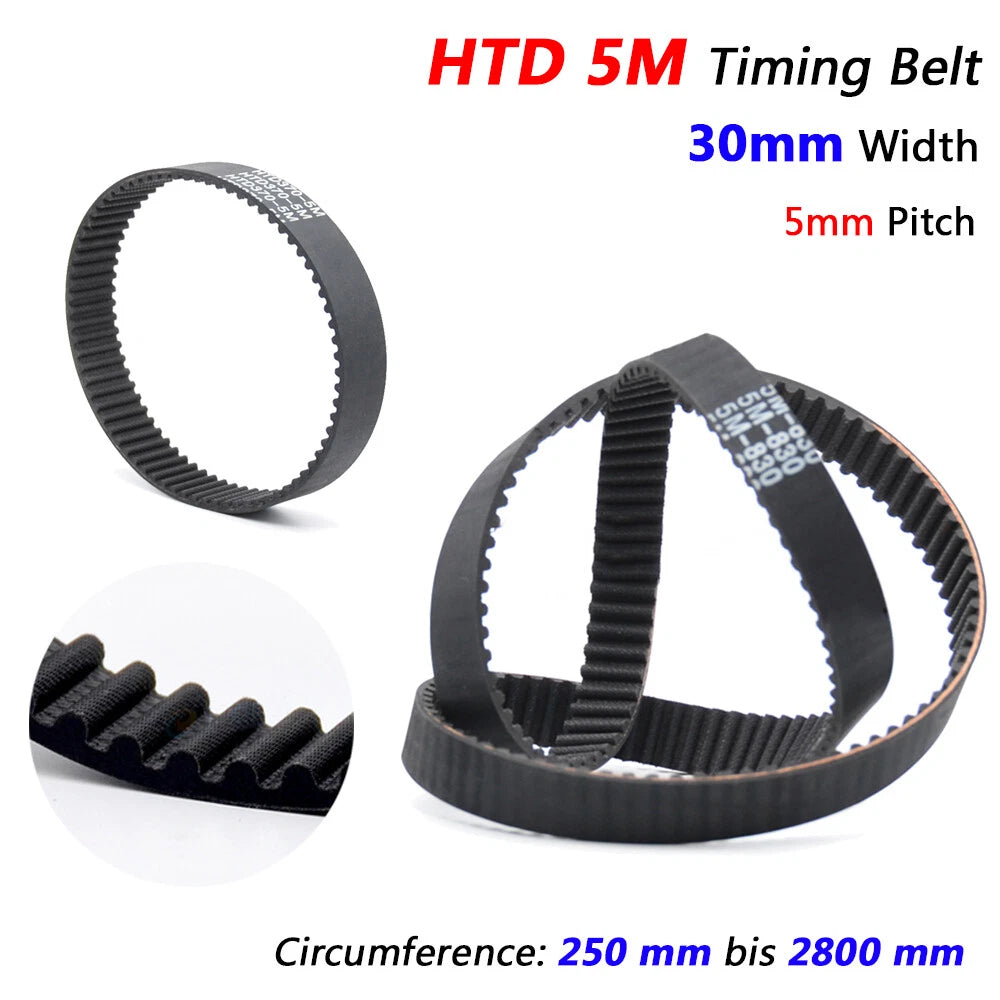 HTD 5M Timing Belt 30mm Wide — 5mm Pitch, Arc Tooth, 250mm–2800mm Loop