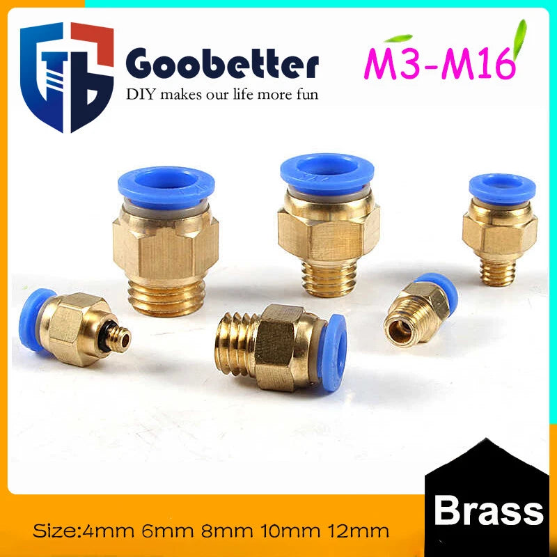 Male Stud Push-to-Connect Brass Fitting | BSPT & Metric Thread | 4mm–12mm Tube OD