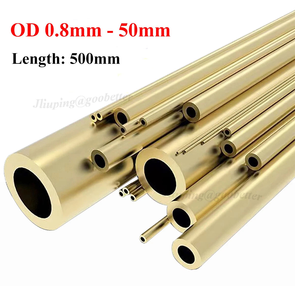 Brass Round Tube — OD 0.8–50mm, Wall 0.15–5mm, 500mm Length | Model & DIY
