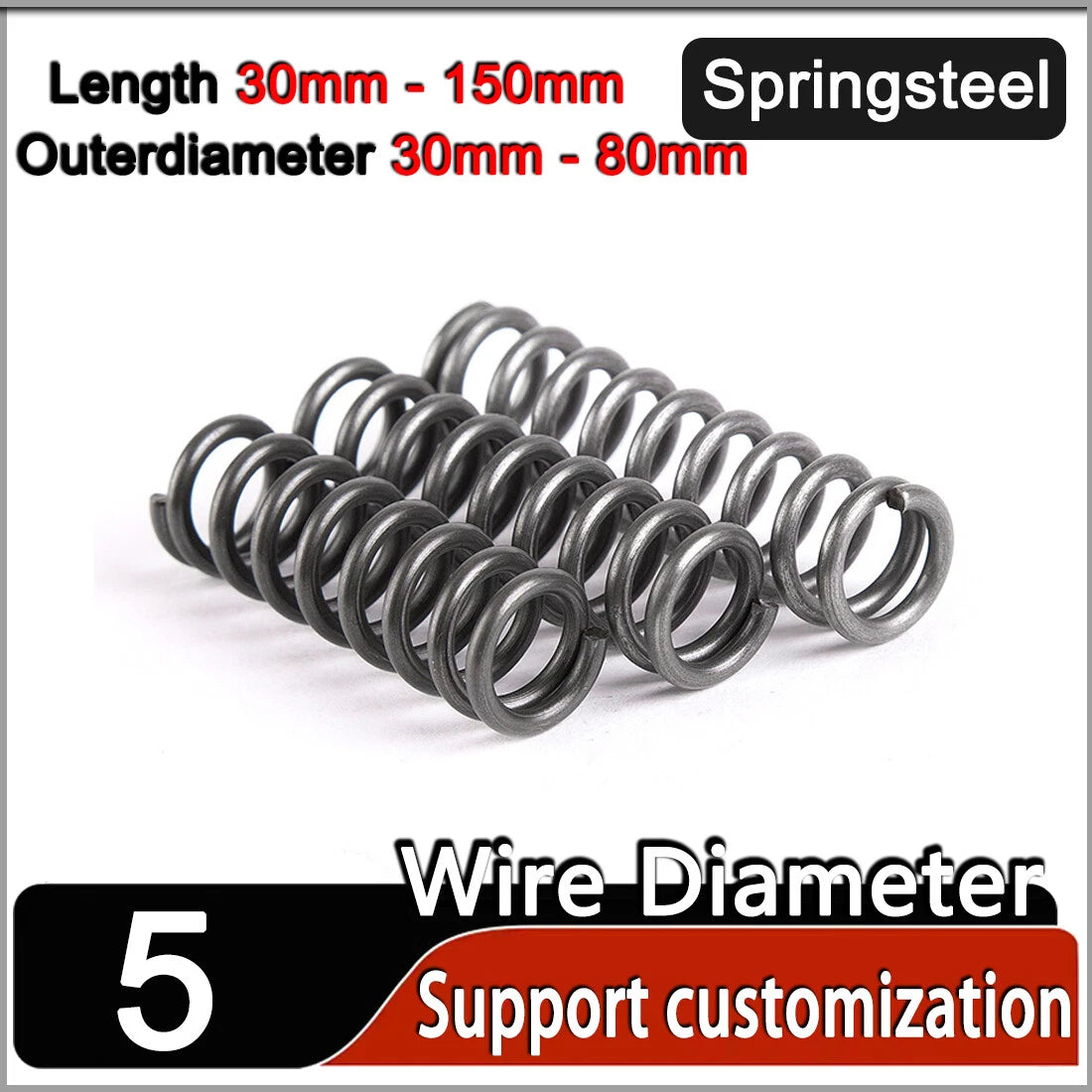 Compression Spring 5mm Wire Dia Springsteel Pressure Coil Springs All Lengths