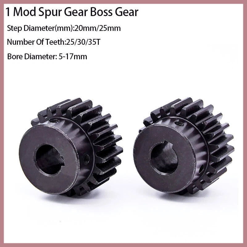 Spur Gear 1 Mod Transmission Gear With Step 45#Steel Pinion Motor Gear 25/30/35T
