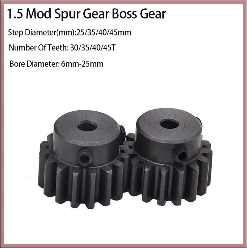 Spur Gears Pinion Gear 1.5 Mod Transmission Gear With Step 30-45 Teeth 45# Steel