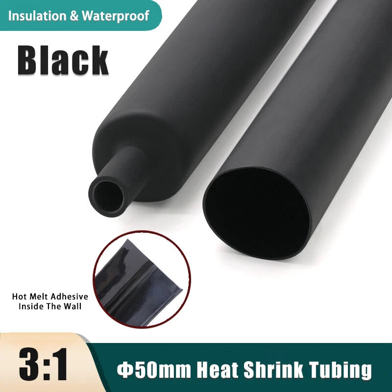 Black 3:1 Heat Shrink Tubing Adhesive Lined – Φ50mm Dual Wall Cable Sleeving