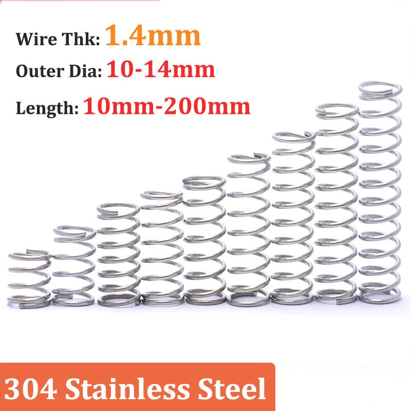 Compression Spring Dia 1.4mm Pressure Coil Springs OD 10-14mm A2 Stainless Steel