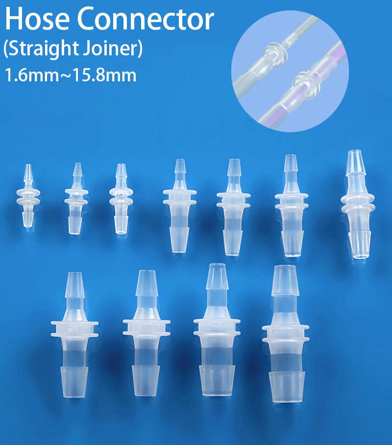 Plastic Straight Tube Joiner Connector — Hose Pipe Coupler 1.6mm to 19mm