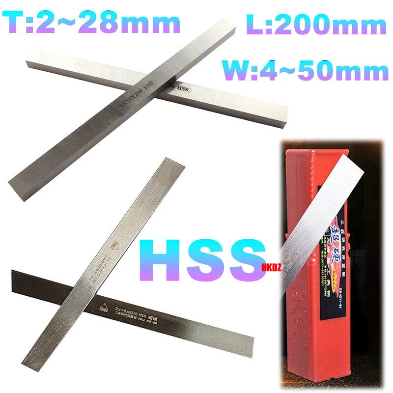 HSS Steel Flat Bar Strip Metal Plate Lathe Turning Tools 2~28mm Thick 200mm Long