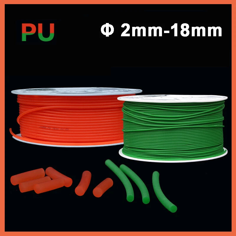 Round Polyurethane Drive Belting — PU Conveyor Belt Strip, 2mm–18mm Dia, Red & Green