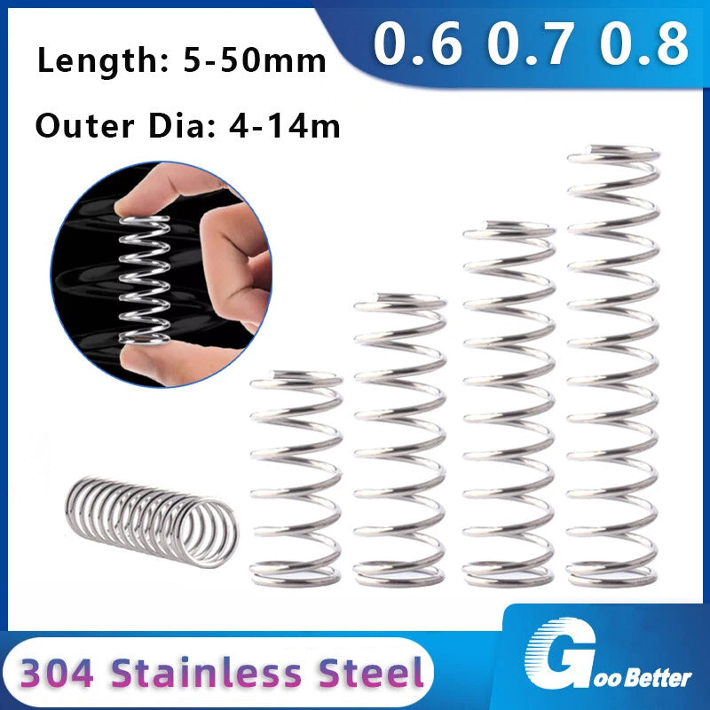 10Pcs 0.6mm 0.7mm 0.8mm Stainles Steel Compression Spring Pressure Small Spring