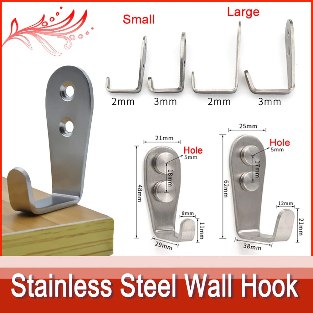 Stainless Steel Hooks Heavy Duty Wall-Mounted Door Rope Towel Hanger Coat Hook