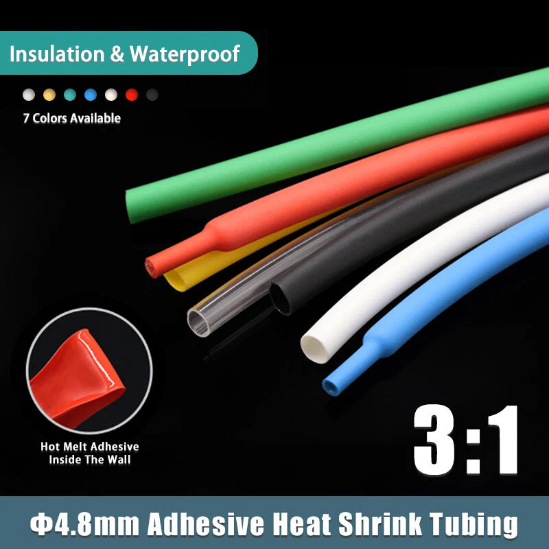 Adhesive Heat Shrink Tubing 3:1 Ratio Φ4.8mm — Dual-Wall Electrical Sleeving
