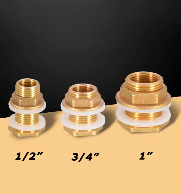 Brass Reducing Pipe Fitting Male to Female Threaded Connector — 1/2" to 2" for Water Tank, Pool & Fish Tank