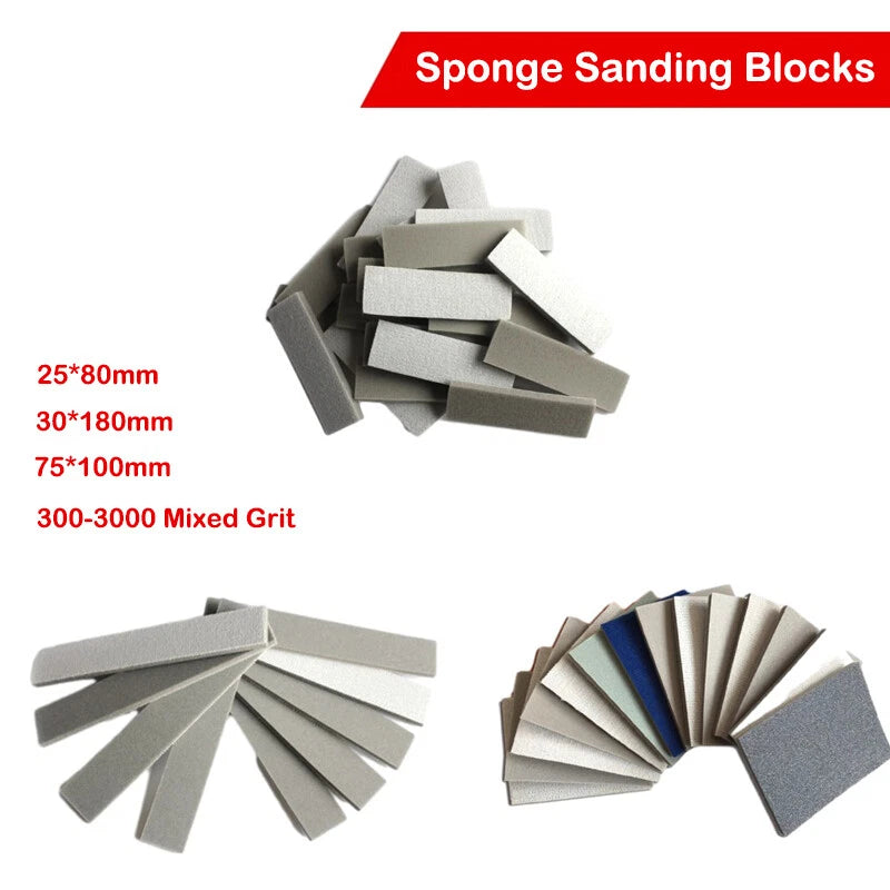 Sponge Sanding Blocks Foam Sanding Pads 300-3000 Mixed Grit Wet & Dry Sandpaper
