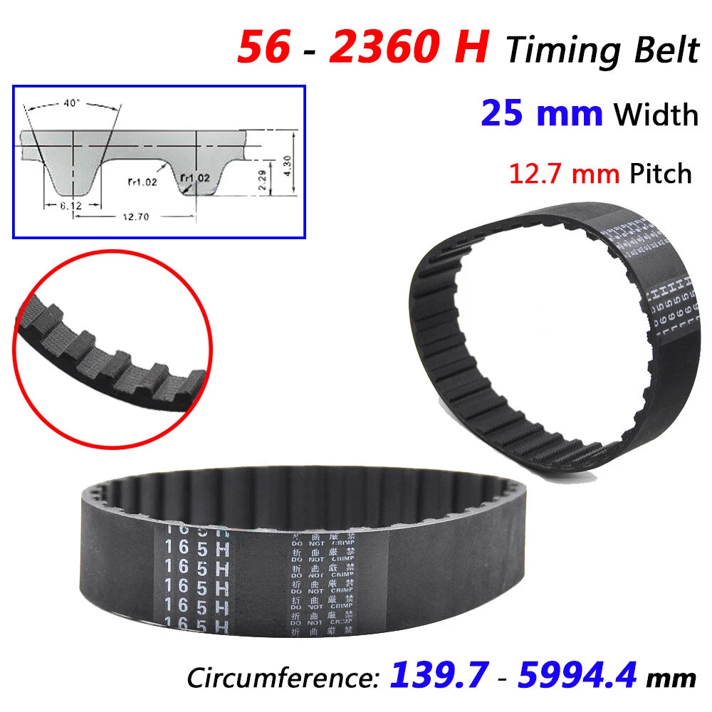 H Timing Belt 25mm Wide | 12.7mm Pitch Closed Loop Drive Belt for CNC & Industrial