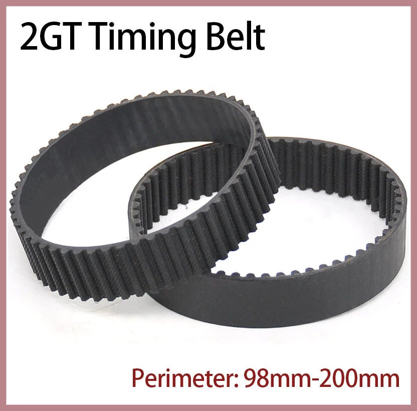 2GT Closed Loop Timing Belt – 10mm Wide, Perimeter 98mm to 200mm