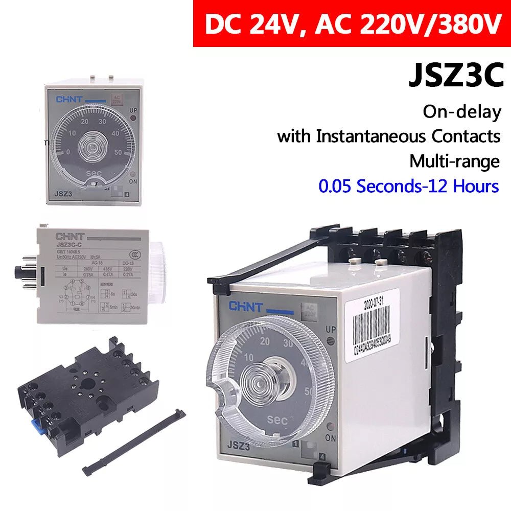 AC 220V 380V DC 24V Time Delay Relays On - delay with instantaneous Contacts JSZ3C - HomeDIYer