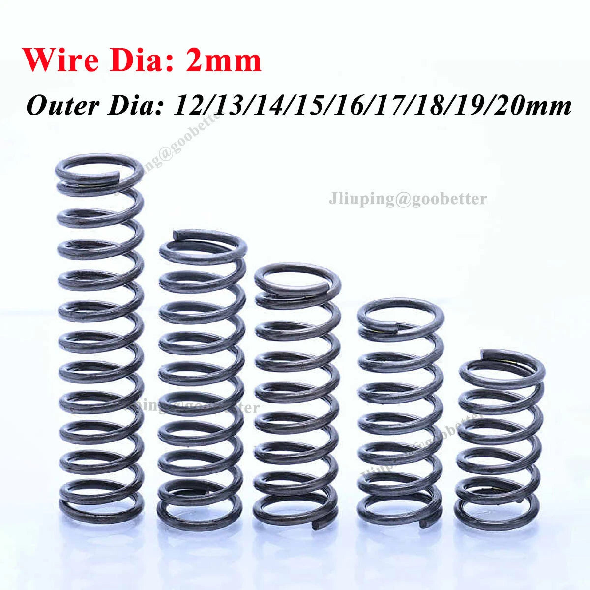 Compression Spring 2mm Wire Dia OD 12-20mm Spring Steel Pressure-Coil Springs